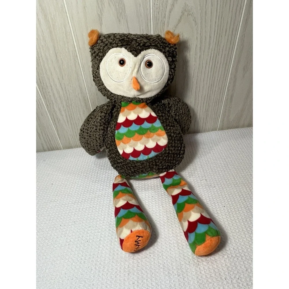 Scentsy Buddies Plush Olympia Owl brown colorful stripes no scent pack